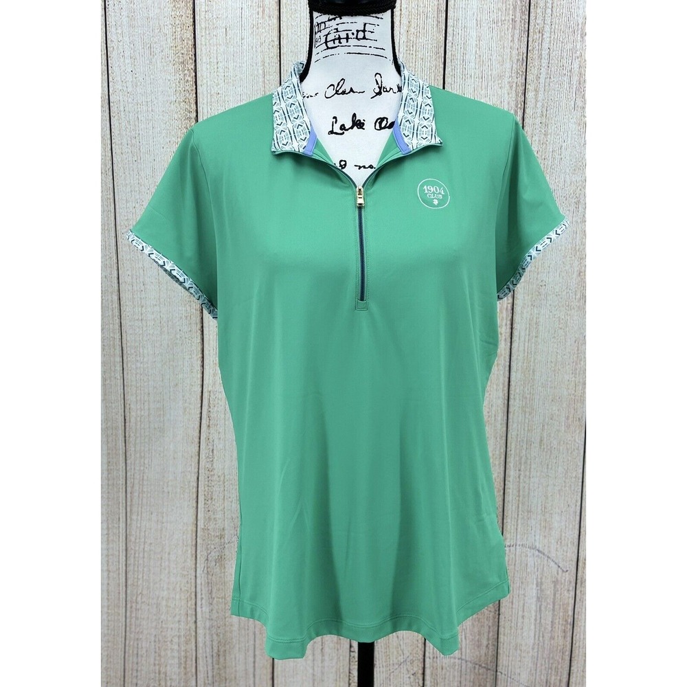 Fairway & Greene Ladies XL Golf Polo Shirt Green 1904 Club Zip Neck UPF 50+ NWT